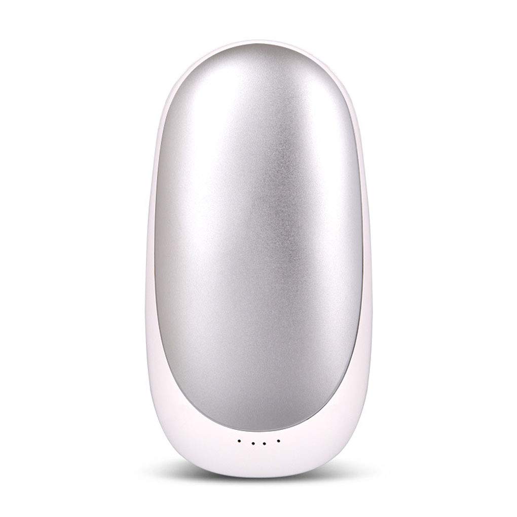 Inverno Scaldamani Elettrico, 5200mah Portatile Power Bank, USB Ricaricabile Scaldamani Riutilizzabile con Riscaldamento Rapido, Regali Comfort, Silver