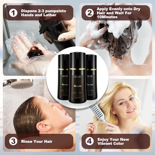 hair dye shampoo,Hair Instant Dye Shampoo,Natural Hair Color Shampoo for Gray Hair Coverage,Hair Dye Shampoo 3 in 1,hair dye shampoo for men& women (Black) - Image 6