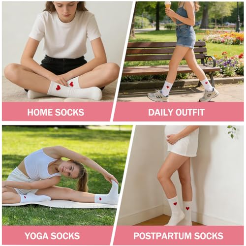 JhavexToy Calcetines Mujeres Blancos Corazones Rojos – 6 Pares Talla 36-40 Algodón, Suaves Respirantes, Accessorio Adorable & Versátil para San Valentín, Deporte, Trabajo & Quotidiano - imagen 2