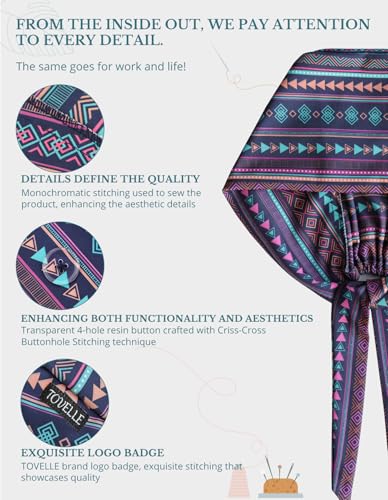 Image of Scrub Caps for Men and Women with Buttons, Classic Surgical Caps | Double-Sided Printed, Adjustable,Long Hours, Sweatbands, Fabric Help Reduce Static Buildup
