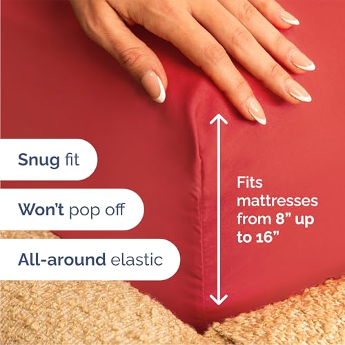 Image of Queen 6 Piece Bed Sheet Set - Comfy, Breathable & Cooling Sheets - Red