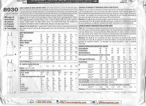 C217 Simplicity 8930: Girl's Mix & Match Size 7-103