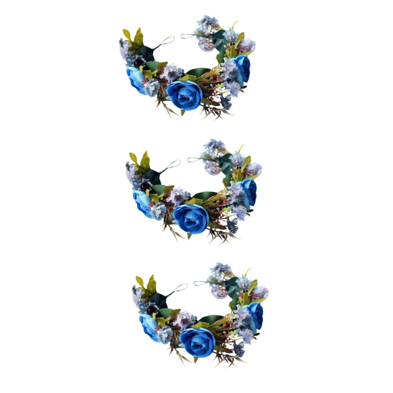 Ipetboom 3piezas Diadema Floral De Rosa Ramas Para Bodas Fiestas y Festivales Accesorio De Cabeza Para Mujeres y Niñas