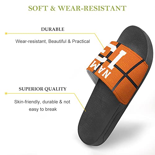 Custom Sports Slides Personalized Slippers Sandals Basketball Ball Leather Background Basketball Quick Drying Slippers Indoor Outdoor，Gift for Men Youth Boy2