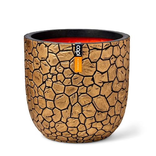 Capi Europe - Blumentopf Kugel Clay NL - 43x41 - Gold - Öffnung Ø35 - Blumentopf für den Innen- und Außeneinsatz - KGBC933
