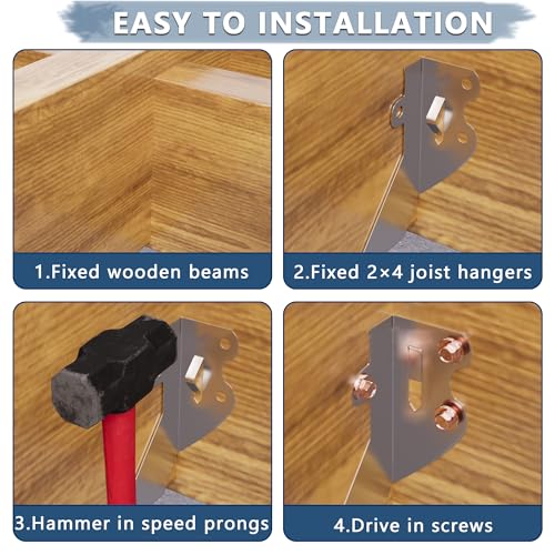 Image of 25 pcs 2x4 Joist Hangers with Screws, Galvanized Face Mount Hurricane Tie | 20-Gauge Steel Rafter Ties Clips, for Wood Posts Floor Deck Ceiling Trusses, Lumber Beam Connectors
