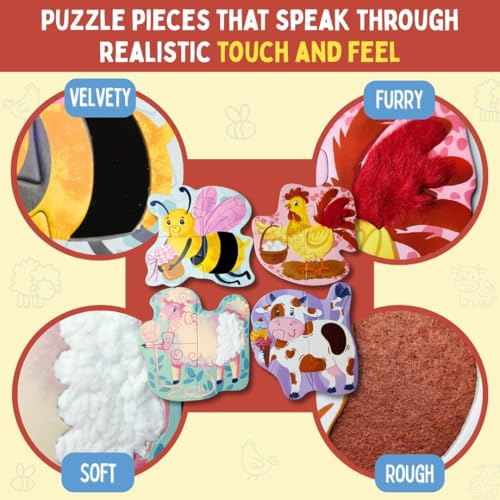 Image of PepPlay Toddler Learning Combo, Stacking and Nesting Cubes + Touch and Feel Farm Animal Puzzle, Montessori Educational Toys for 1 to 4 Year Old Kids, Travel, Early Learning Brain Development Gift Set