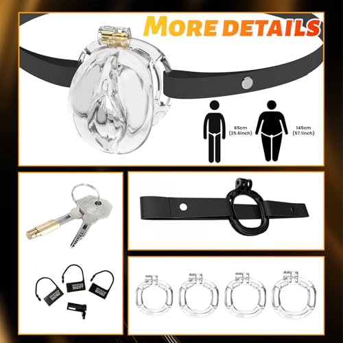 Image of Male Chastity Cage 3D Printed Sissy Cage Cock Cage with Soft TPE Bondage Gear & Accessories Adult Sex Toys Slave Tool Chastity Devices (Crystal)