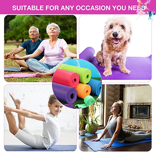Nuogo 10 Pcs Yoga Mats 68 X 24 X 0.16 Inch & 10 Pcs Yoga Strap Set, Non Slip Mat, Adjustable Stretch Band W/ D Ring Buckle Stretching Gym Workouts Yoga Fitness, Red, Orange, Green, Blue, Purple #TOP6