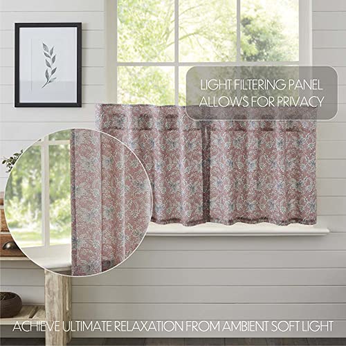 VHC-Brands-Kaila-Country-Cottage-Vintage-Floral-Kitchen-Curtain-Tier-Set-of-2-24Lx36W VHC Brands Kaila Country Cottage Vintage Floral Kitchen Curtain Tier Set of 2 24Lx36W