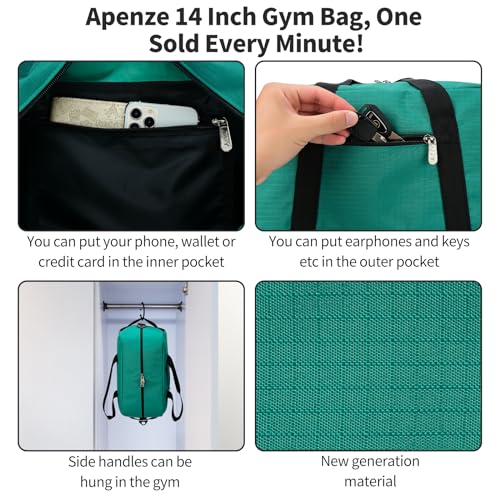 Image of Apenze Small Gym Bag 14 inch lightweight Carry On Mini Duffel Bag for Travel Sport - Green