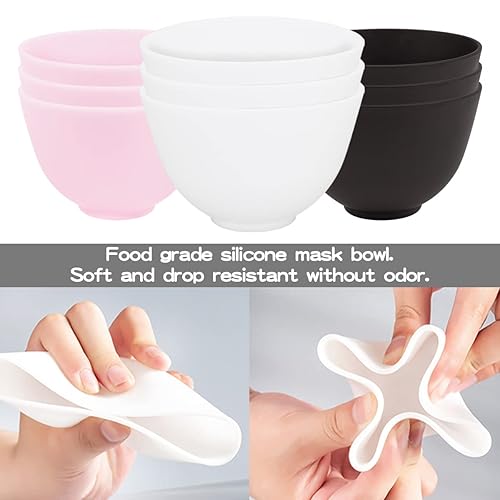 Miniatura 3 de FERCAISH 9 Piezas Juego de Tazón para Mezclar Mascarilla Facial, Tazón de Lodo Facial de Silicona Apto para Microondas, Herramienta Cosmética