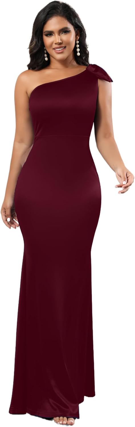 Women's Fashion Ruched Bodycon Dress Sleeveless Sexy One Shoulder Wrap Satin Belted...