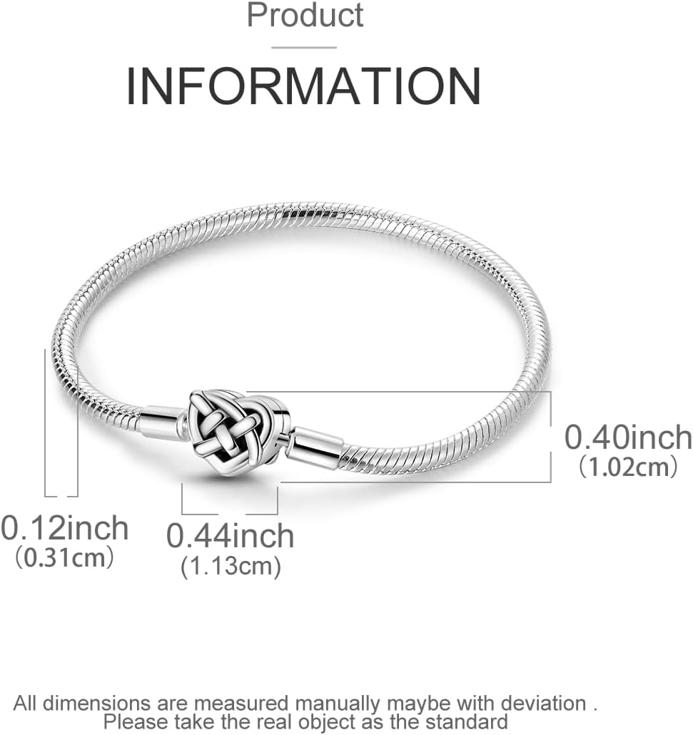 NARMO 925 Sterling Silver Bracelets for Women Love Heart Bracelets Butterfly Snake Bracelets fit Pandora Charm Beads Various Snake Charm Bracelets Size 6.7in-7.9in - Image 4
