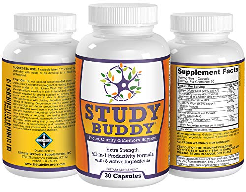 Study-Buddy (All-in-1) Supplement for Focus, Productivity & Memory Support - Natural Study Aid Pills/Supplements - Thumbnail 3
