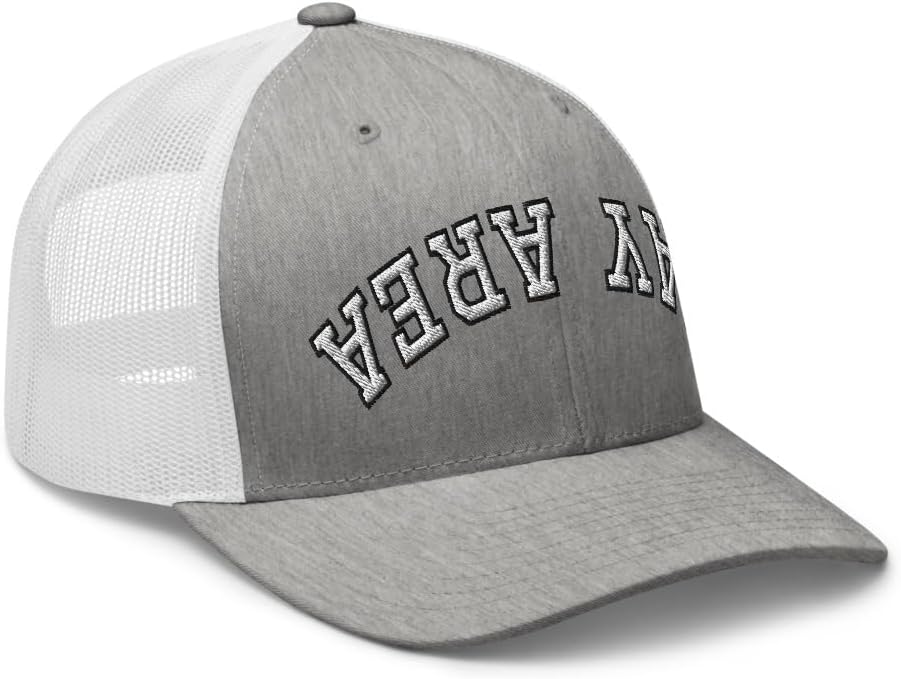 NX Bay Area Upside Down Embroidered Curved Bill Trucker Hat Mid Crown Adjustable Cap