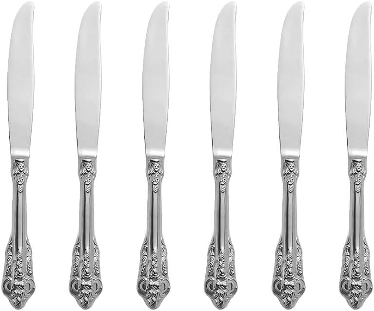 6-Piece Dinner Knives, 18/10 Stainless Steel Large Table Knives, 9.45 Inches, Mirror Finish, Dishwasher Safety, Silver