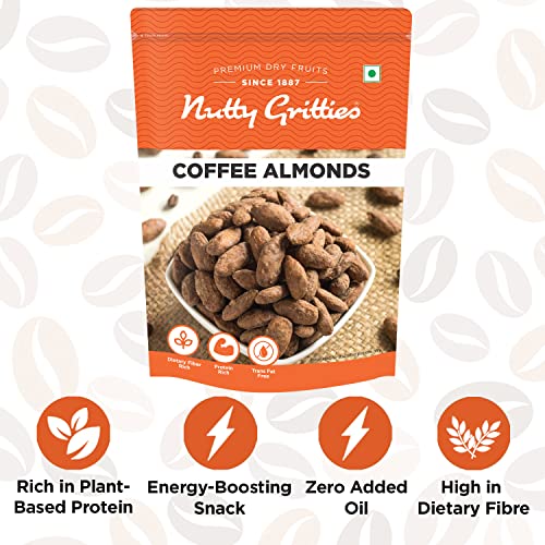 Image of Nutty Gritties Almonds 200g - Coffee Flavoured, Delicious Healthy Snack for All, Non Fried, Zero Oil, Crunchy