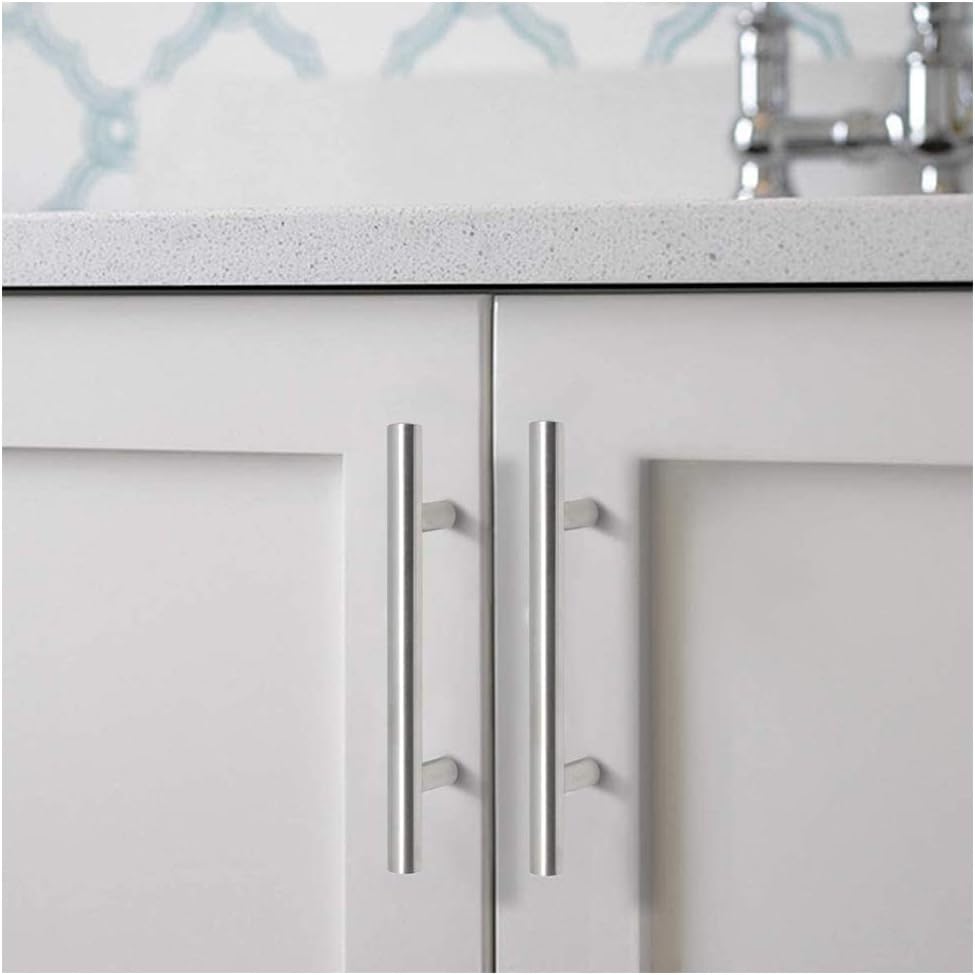 ANSIEDIO 6 Pack Cupboard Handles, Stainless Steel T Bar Kitchen Cabinet Handles Furniture Door Drawer Knobs Pulls (128mm Hole Centers) - Image 5