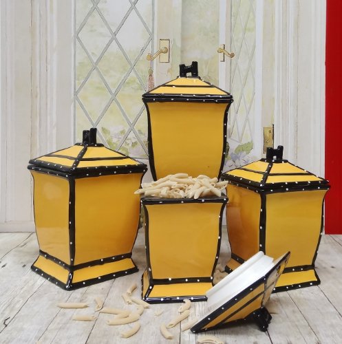 Tuscany Pistachio Green, Ruffle 4-Piece Canister Set, Your Choice of color by ACK (YELLOW)