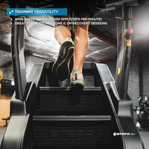 Image of STEPR XL+ Stair Master with 27 inch Touchscreen with Streaming Platforms | Commercial Use, 190 SPM, 9 inch Step Height, 450 lb Capacity Stair Stepper Machine