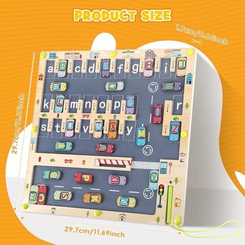 Magnetic Alphabet Maze Board,Montessori Wooden Letters Puzzles,Montessori Fine Motor Skills Toys for Girls Boys, Travel Toys,Learning Educational Toys for Toddlers and Kids Boys Girls 3 4 5 Years Old - Image 3