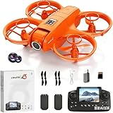 ikaufen YL3 Mini Drone with Dual Camera, Optical Flow Hover, 50X Zoom, 360° Stunt Roll, RC Quadcopter for Kids & Beginners with Screen Remote Control(YL3 screen control Orange)