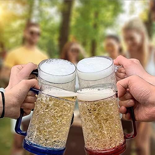 Double Wall Gel Frosty Freezer Ice Mugs 16oz Set of 4 (White black red and blue) - Image 7