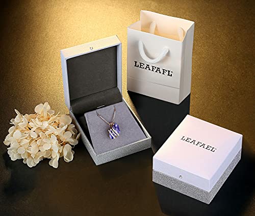 Leafael Wish Stone Pendant Necklace With Tanzanite Purple Birthstone Crystal For February, 18K Rose Gold Plated, 18" + 2" Chain #TOP4