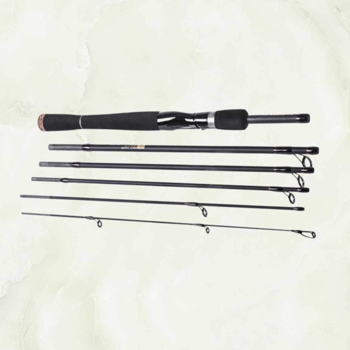 Canna da Spinning in Carbonio a 6 Sezioni, 2,1m, Nera, per Trota e Spigola