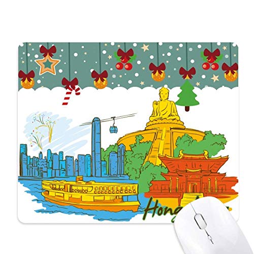Tapis de souris aquarelle Hong Kong Victoria et tapis de bureau de Noël