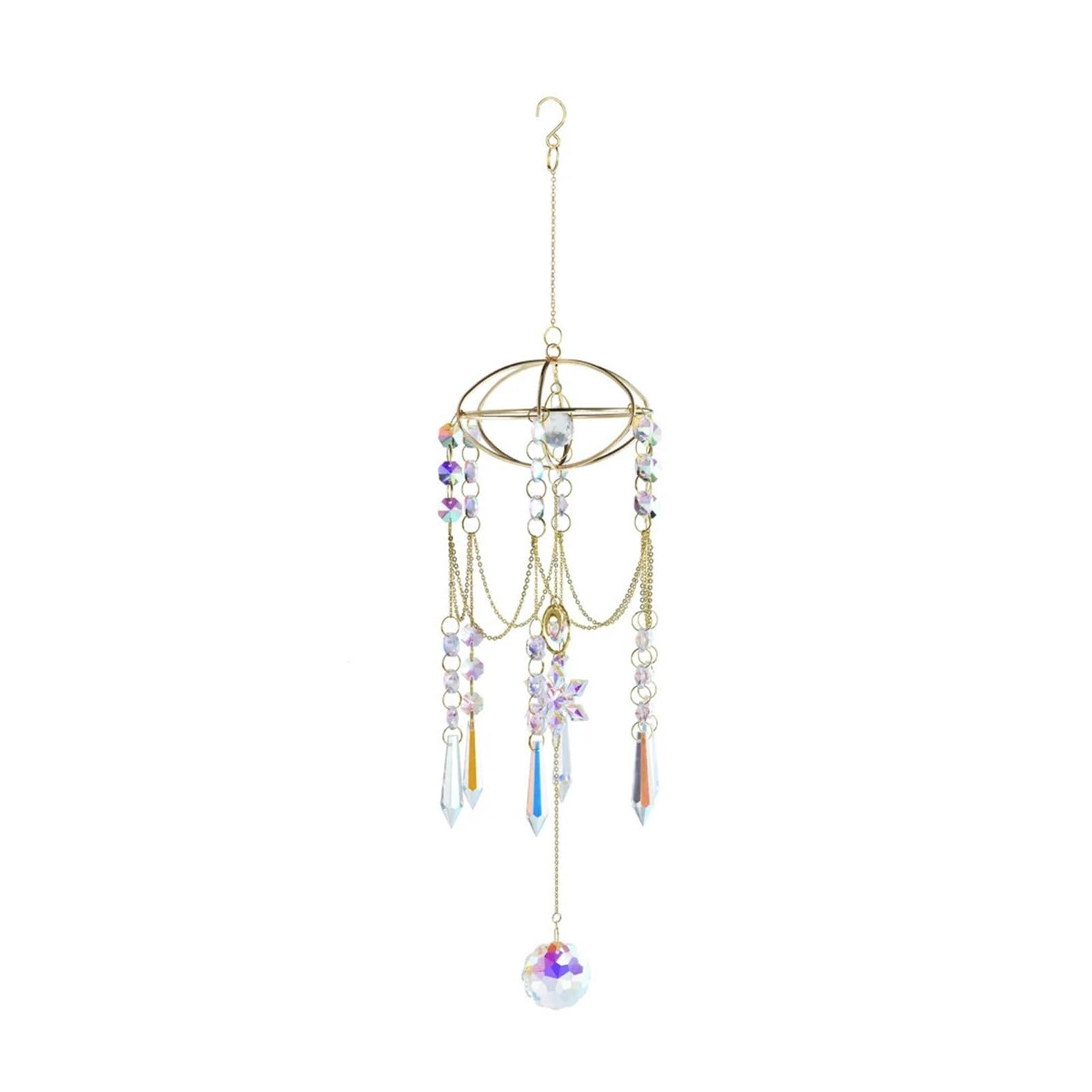 Yupliodsx T219-K5 52Cm Crystal Suncatcher Wind Chimes Design Window Decoration Hanging Planet Acrylic Snowflake Sun Catcher Crystal Wind Chime
