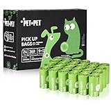 PET N PET Dog Poop Bags, USDA Certified Biobased Dog Waste Bags 360 Counts Plant Based Poop Bags 24 Refill Rolls, Unscented Leak Proof Extra Thick Strong Easy Tear-Off Poop Bags For Dog