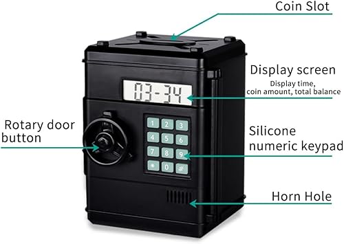 Miniatura 6 de Alcancía electrónica segura para niños, moneda en efectivo, mini alcancía de cajero automático, con contraseña y cajero automático LCD para niños y