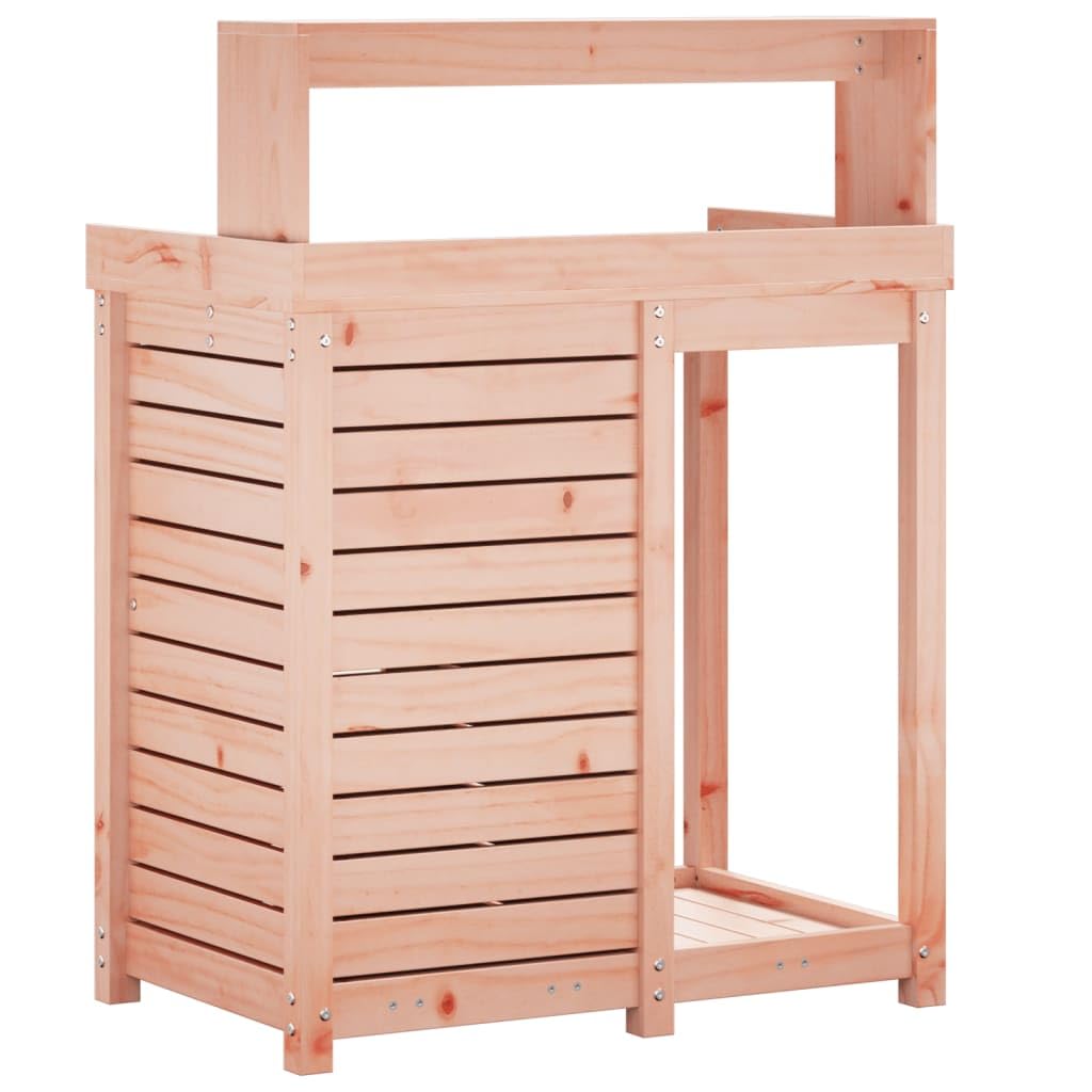 Stół na rośliny z półkami, 82,5 x 50 x 109,5 cm, lite drewno daglezji, stacja na rośliny z szafką i półką z listew na narzędzia ogrodowe, ziemię i nawóz, stabilny stół na rośliny do ogrodu