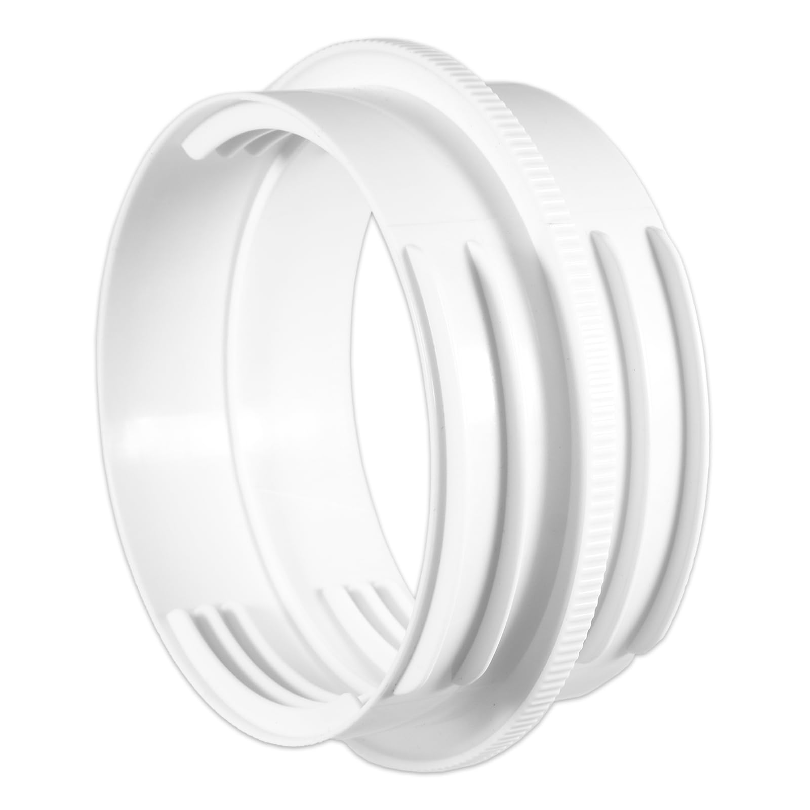 Spares2go White Vent Outlet Hose Connector Coupler Threaded Air Con Cooker Hood Hydroponics Duct Pipe Extension Ring (5" / 5.9")