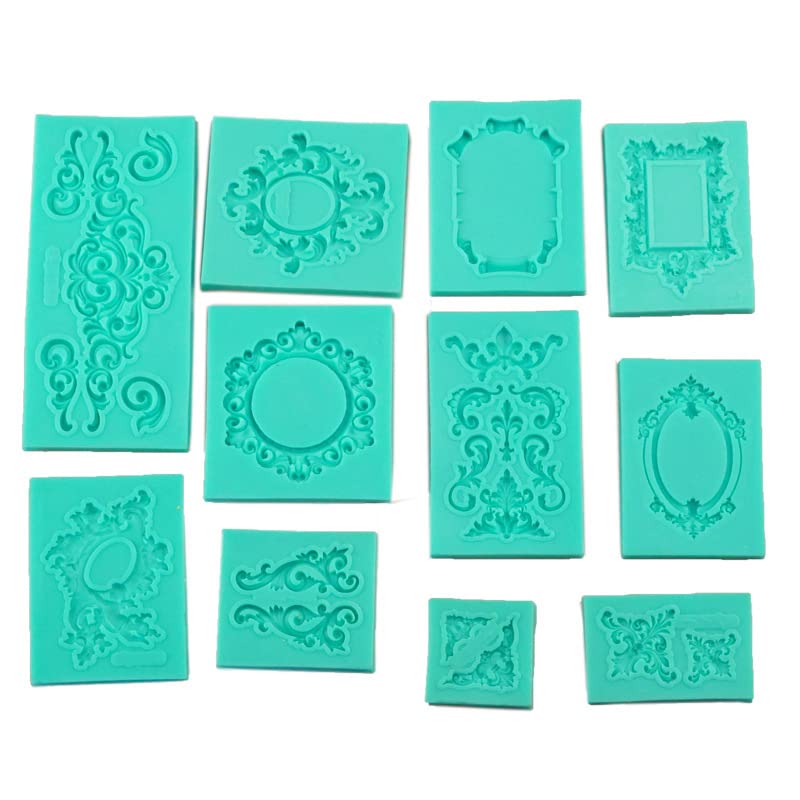 Moldes De Fondant De Pastel Juego De 11 Piezas De Molde De Pastel De Fondant Con Patrón En Relieve Flores Y Hierba Decoración De Fondant Molde De Silicona Para Hornear Diy