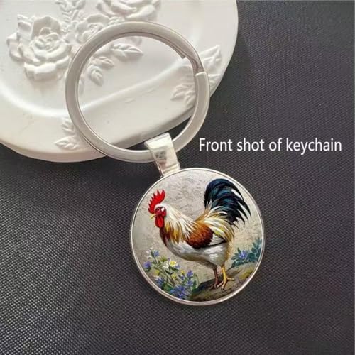Chicken Keychain Set - 2PCS Funny Rooster Alloy Decor Keyring Gift - Image 6