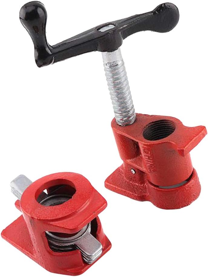 Heavy Duty Water Pipe Clamp Fixture, Red Iron Clamp with Clamping Force, Perfect for Woodworking Metal Plastic Projects, Beautifully Crafted & Ergonomic - 0.75inch