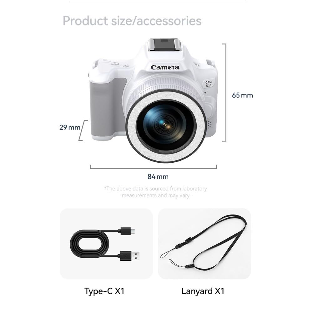 Fotocamera digitale, 48MP 2K Vlogging Camera con 16X per Zoom, Fotocamera portatile Point and Shoot con 12 LED Luce di Riempimento