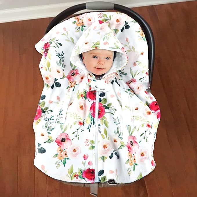 TANOFAR Baby Car Seat Poncho, Minky Car Seat Cover Girls Boys, Toddler Hooded Poncho Cloak - Image 4
