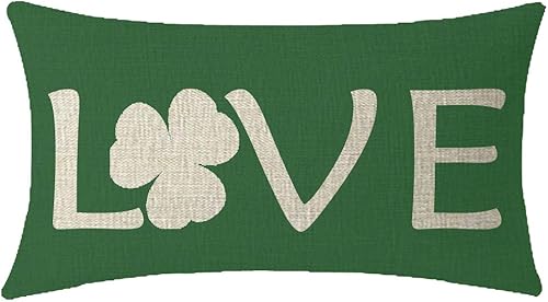 Miniatura 3 de NIDITW Happy St Patrick's Day Irish Blessing Lucky Charms Love Clovers Lumbar arpillera decorativa rectangular funda de almohada para dormitorio,