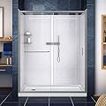 DreamLine Infinity-Z 30 in. D x 60 in. W x 76 3/4 in. H Clear Sliding Shower Door in Brushed Nickel, Left Drain Base and Backwalls, DL-6116L-04CL