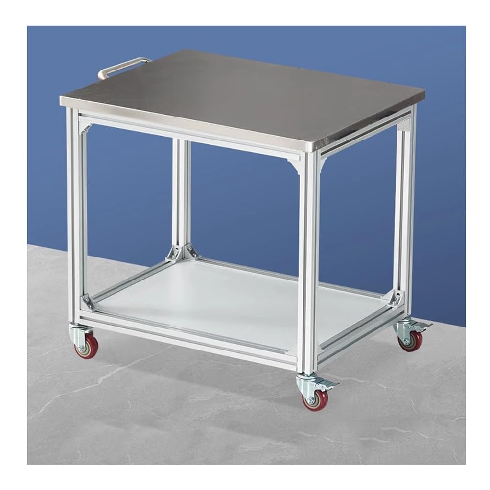 Banco da lavoro portatile con ruote e maniglie, postazione di lavoro antistatica per carrello da officina per movimentazione materiali 2,60 x 60 x 75 cm grigio – ideale per attività di assemblaggio e