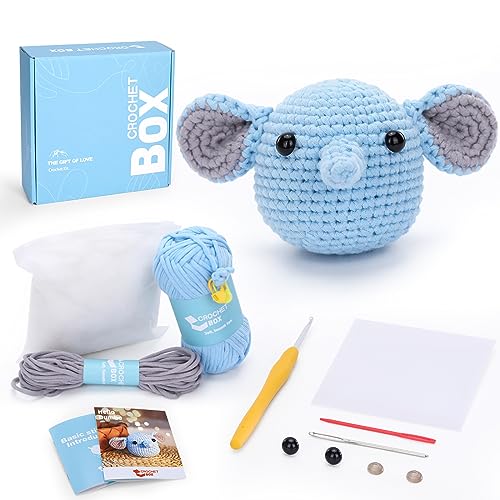 CROCHET BOX Kit per uncinetto per principianti: kit all'uncinetto per adulti, adolescenti, adatto per principianti, tutto ciò di cui hai bisogno, include filato facile da usare, video passo-passo,