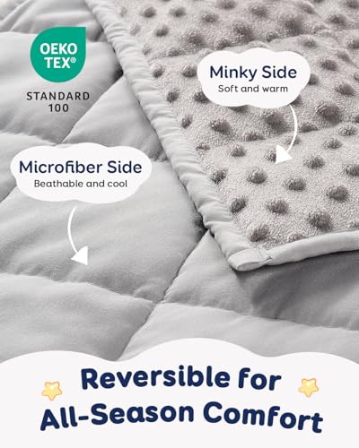 Image of Kivik Weighted Lap Pad, Minky Dots Small Weighted Blanket 2lbs, 20 inchx30 inch, Ultra-Soft Weighted Throw Blankets, All-Season Cozy Breathable Mini Lap Blanket for Calming and Better Sleep, Washable, Grey