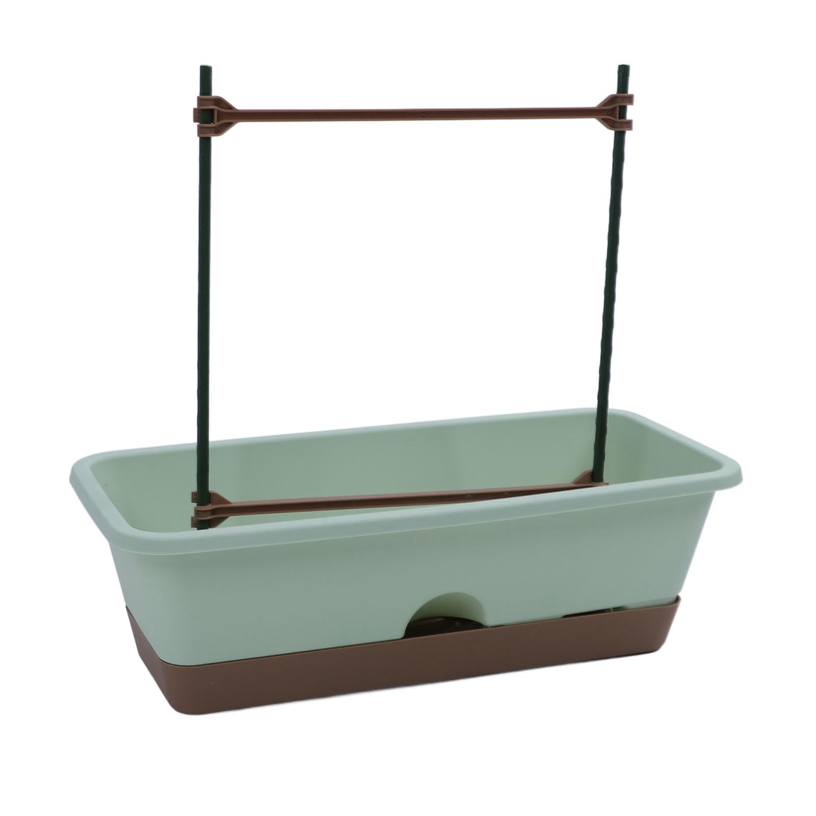 Schimer Fioriera da Balcone con Vassoio Rimovibile e Traliccio a Doppio Strato per Giardinaggio Salvaspazio, 2 Pezzi in PP di qualità e Acciaio, 46 ​​X 22 X 14,5 Cm (Verde)