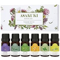 ASAKUKI Essential Oils Set, Starter Kit Oils for Diffusers for Home, Aromatherapy Gift Set 6 * 10 ml - Lavender, Eucalyptus, Lemongrass, Tea Tree, Sweet Orange, Peppermint