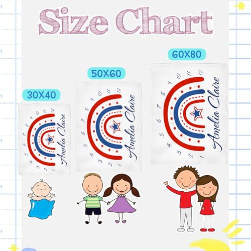 Image of OLIVE OLIVIA Personalized Monthly Baby Milestone Blanket, Baby Months Blanket, Perfect Custom Newborn Gifts,60 inchx80 inch