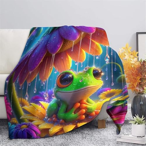 Couverture de lit grenouille en microfibre 127x152 cm jeté de canapé imprimé 3D - 7